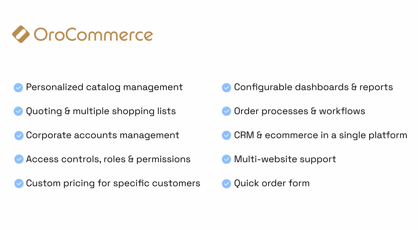 A list of 10 key features of OroCommerce