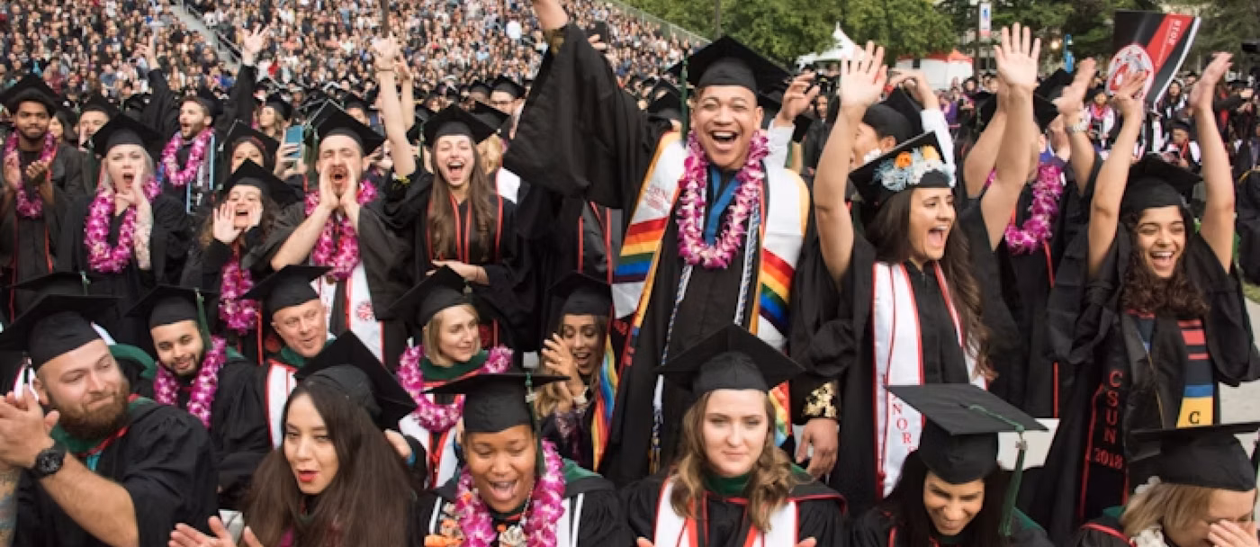 Students celebrating graduation