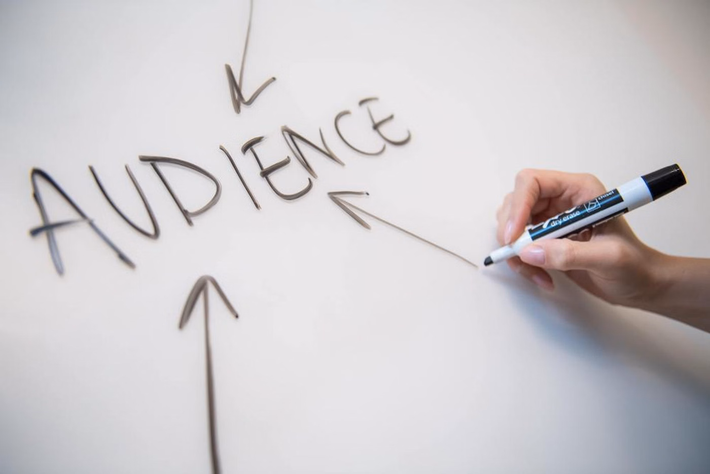 arrows pointing towards the word audience